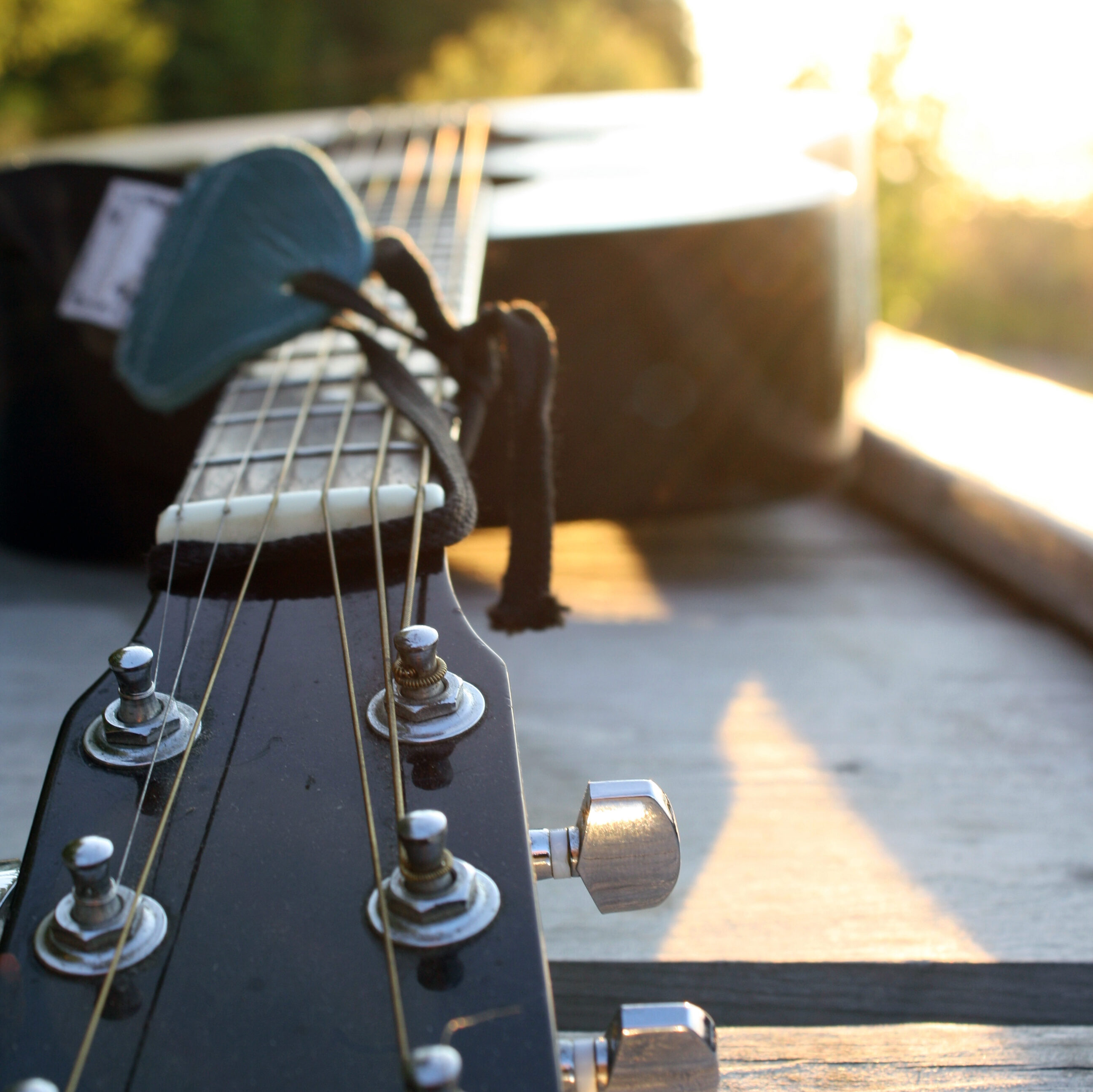 guitar at sunset